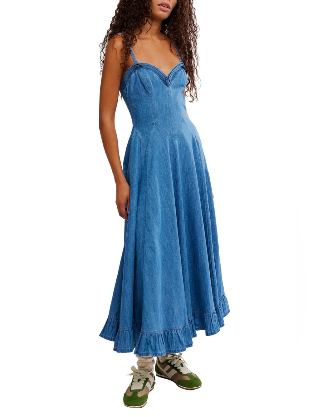 Free People Another Season Denim Midi Dress Medium